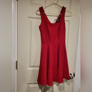Lulus Home Before Daylight Red Square Neck Sleeveless Skater Dress Small